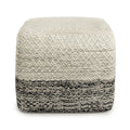 Macie - Square Woven Outdoor / Indoor Pouf - Gray / White by Unique Piece Furniture