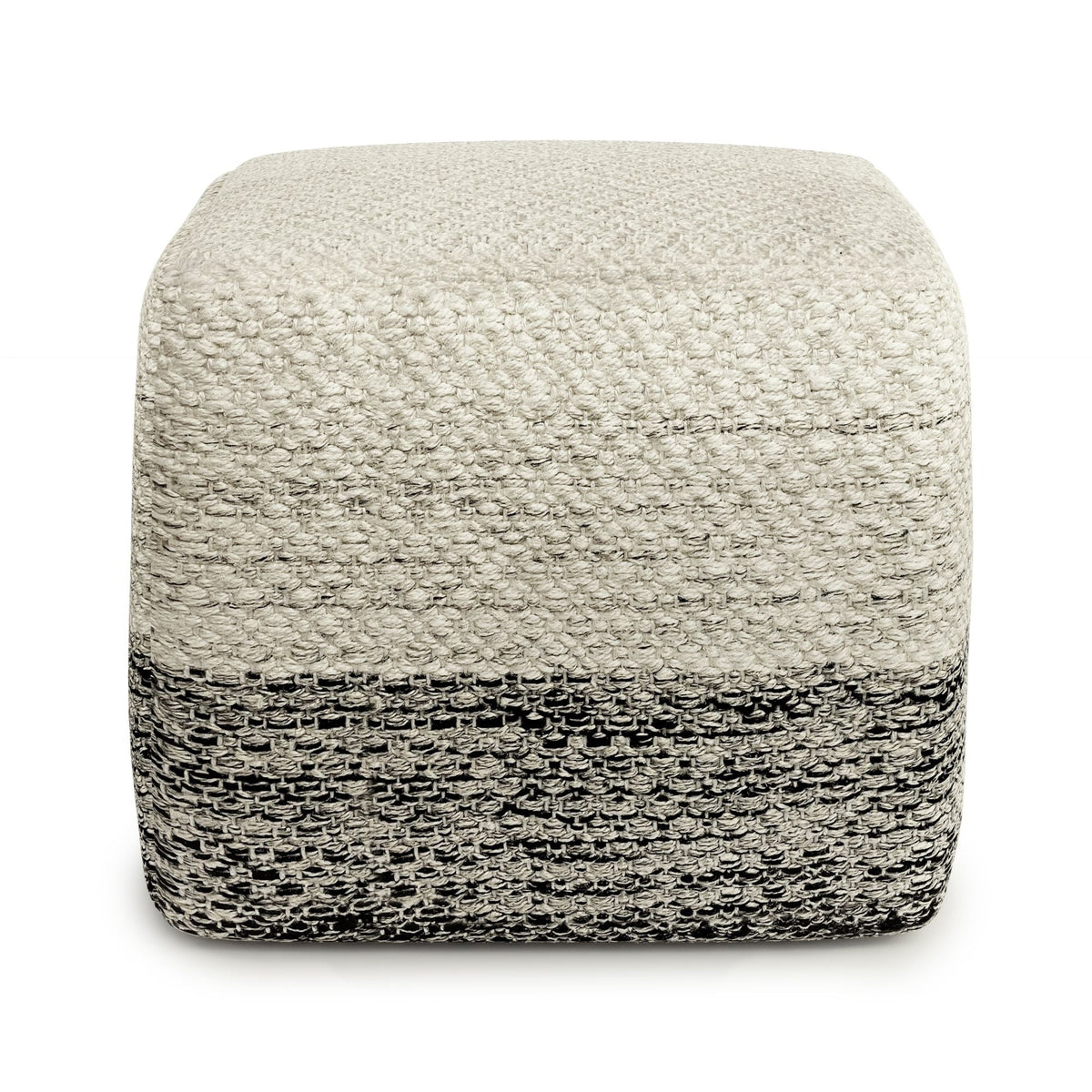 Macie - Square Woven Outdoor / Indoor Pouf - Gray / White by Unique Piece Furniture