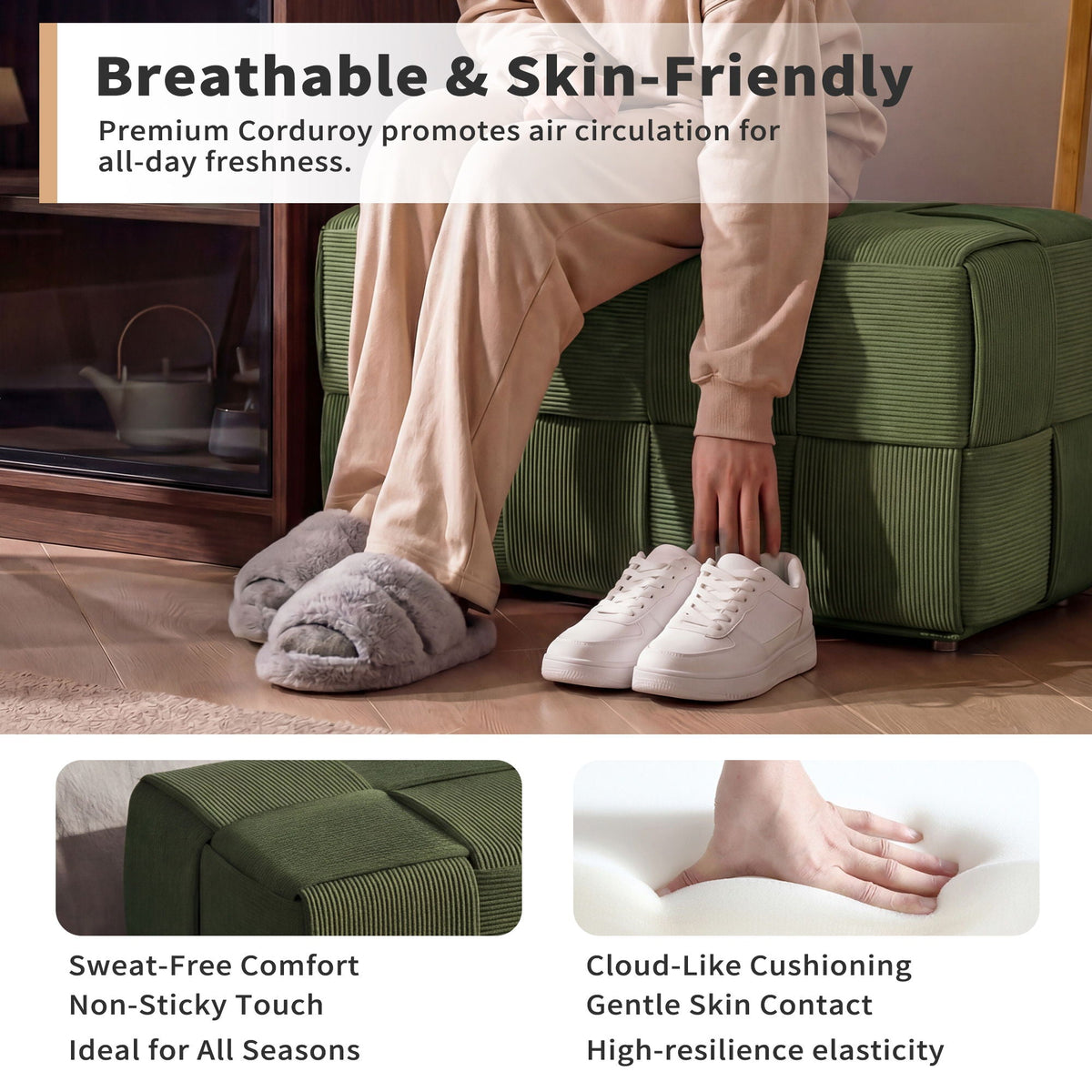 Modern Ottoman Foot Rest With Woven Design by Unique Piece Furniture
