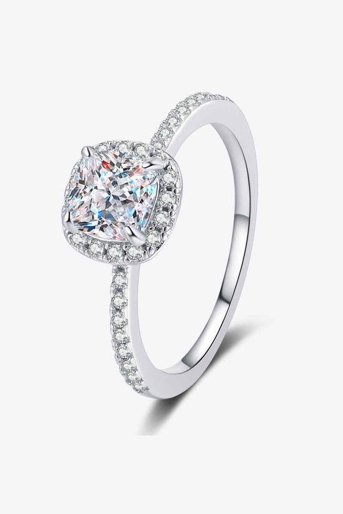 1 Carat Moissanite 925 Sterling Silver Halo Ring by Wild and Free Boutique