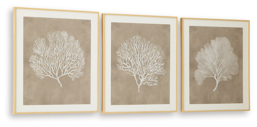 Hendridge - Wall Art Set (Set of 3) - Taupe / White by Unique Piece Furniture