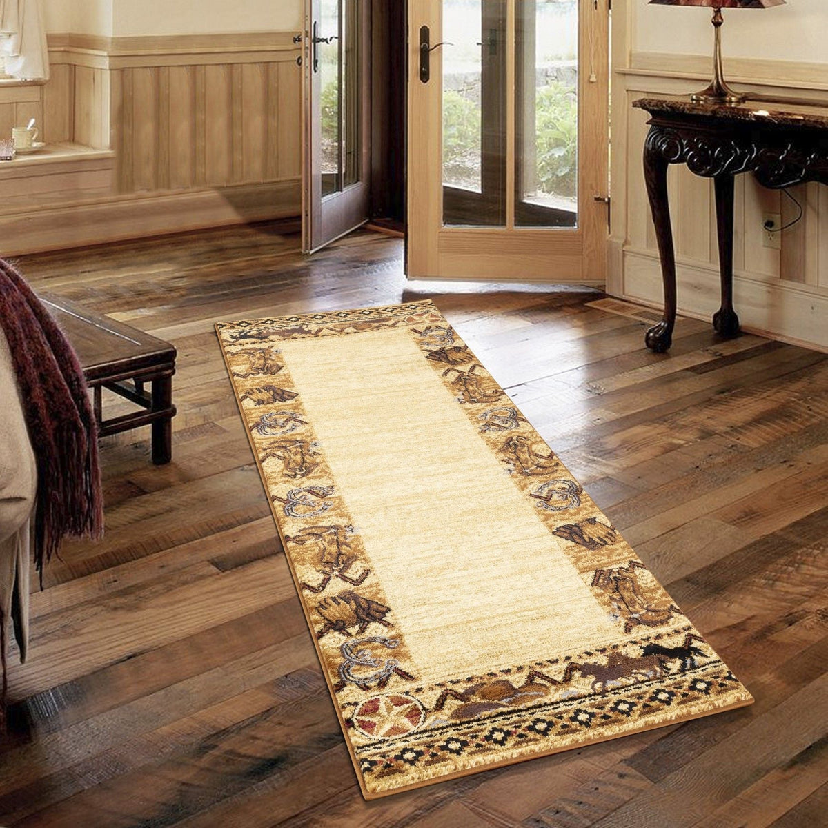 Tribes - 5'3" X 7'3" Southwest Area Rug Polypropylene - Beige by Unique Piece Furniture
