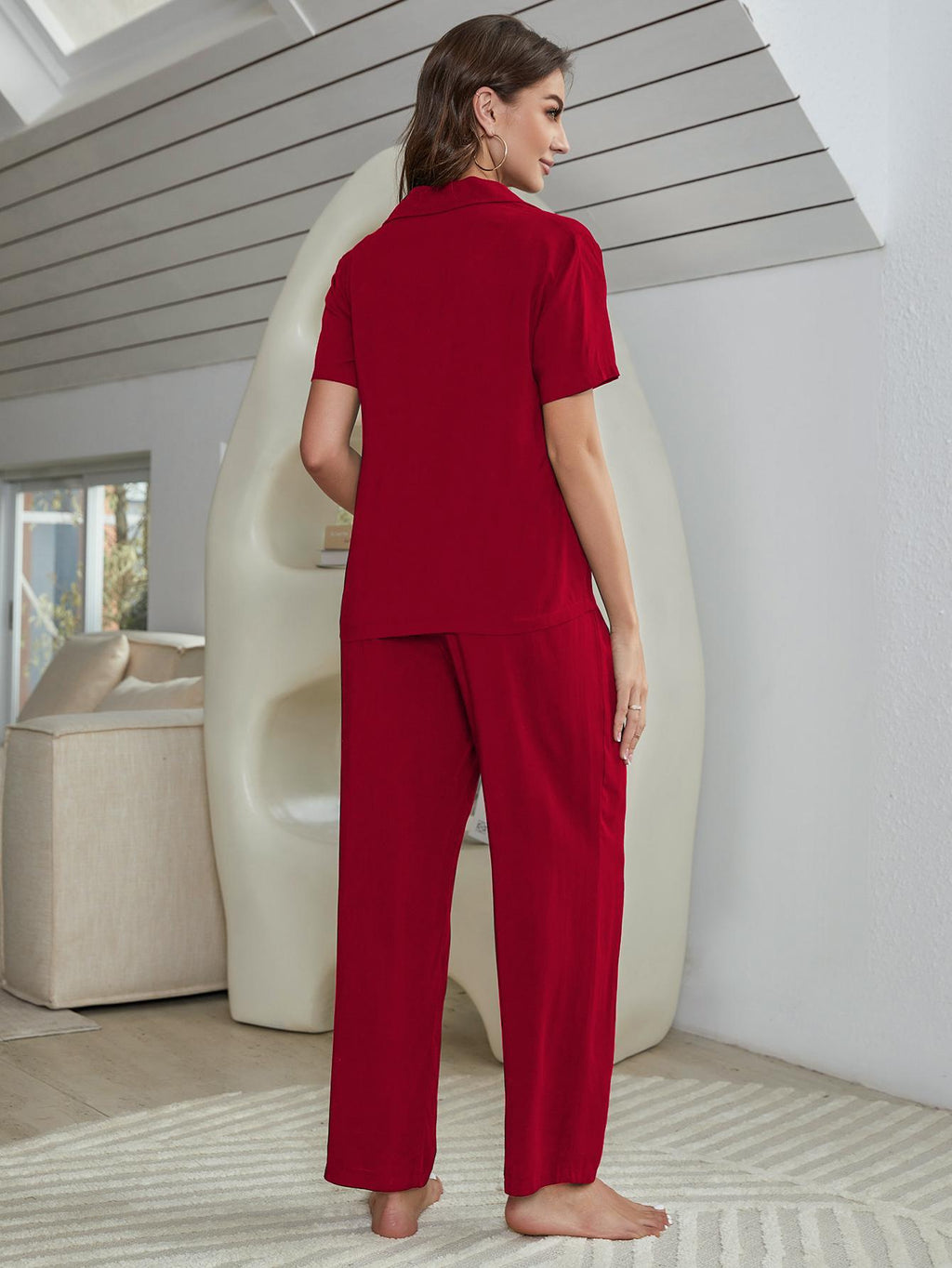 Short Sleeve Shirt, Bralette, and Pants Lounge Set by Wild and Free Boutique