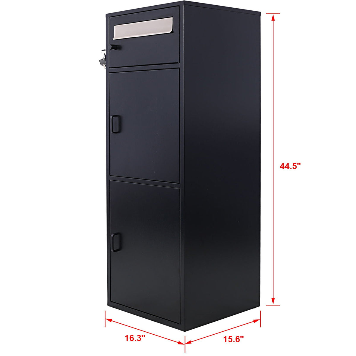 Large Steel Freestanding Floor Parcel Package Drop With Locking Letterbox Drop Mail Box With Multi Compartments - Black by Unique Piece Furniture