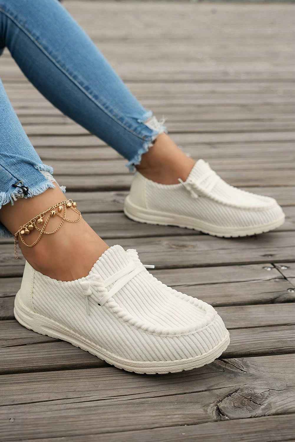 White Lace Up Casual Shoes by Wild and Free Boutique
