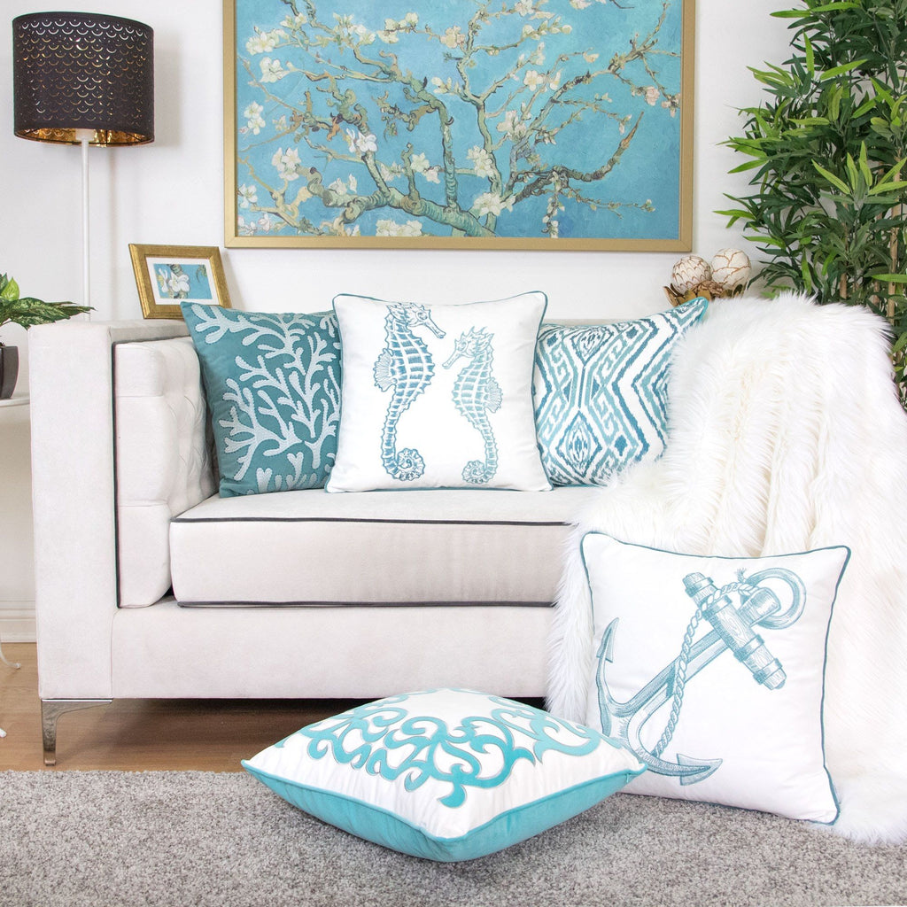 Seahorses Pillow Cover With Matching Back by Unique Piece Furniture