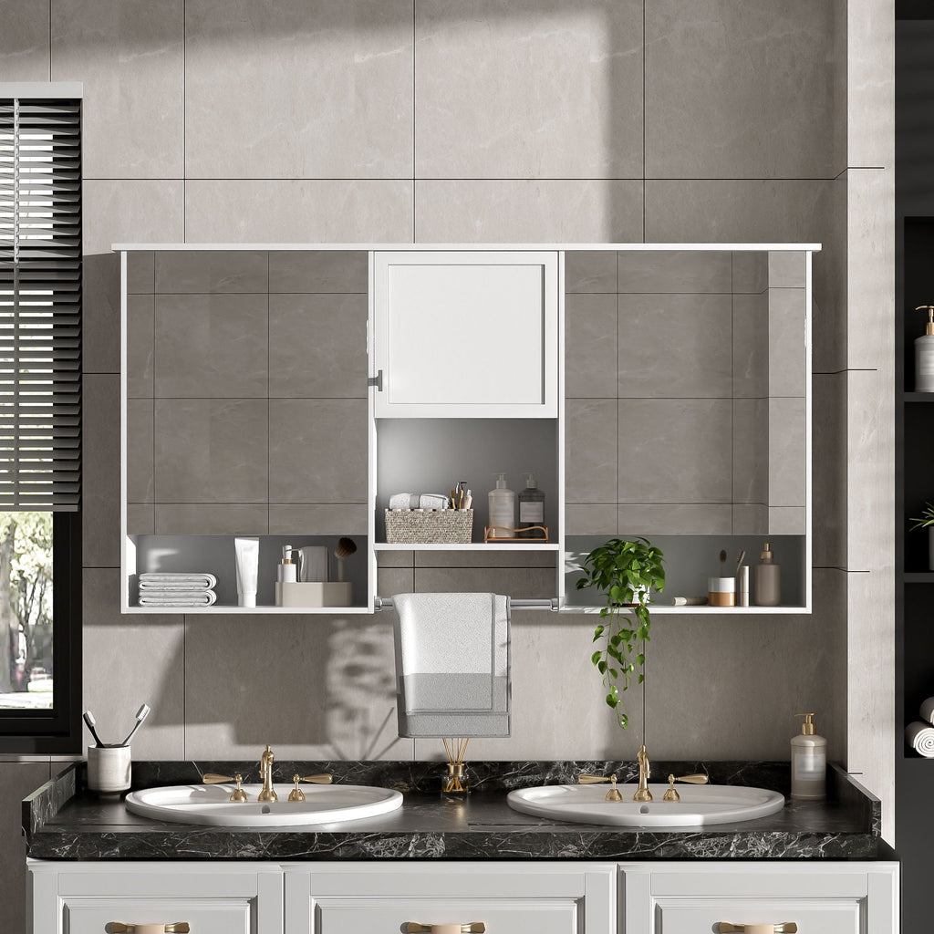 Wall-Mount 3-In-1 Mirror Cabinet With Adjustable Shelf, Soft-Closing Hinges, Rectangular Design - White by Unique Piece Furniture