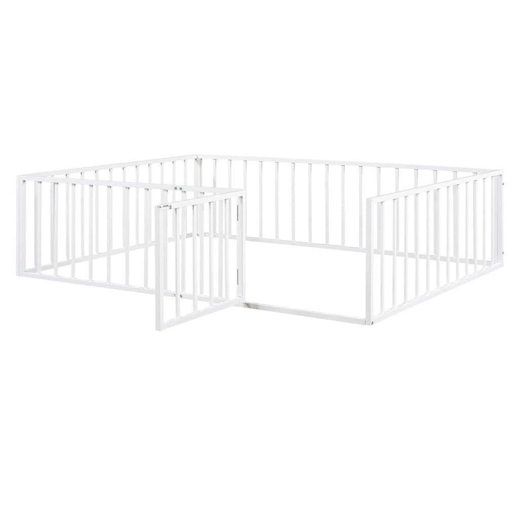 Metal Floor Bed Frame With Fence And Door by Unique Piece Furniture