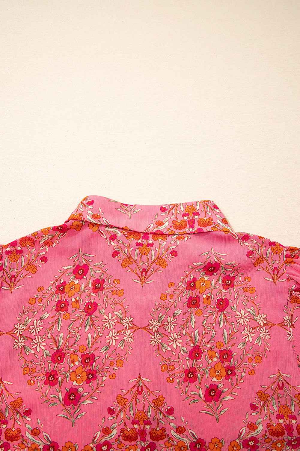 Rose Red Floral Print Wide Short Sleeve Loose Shirt by Wild and Free Boutique