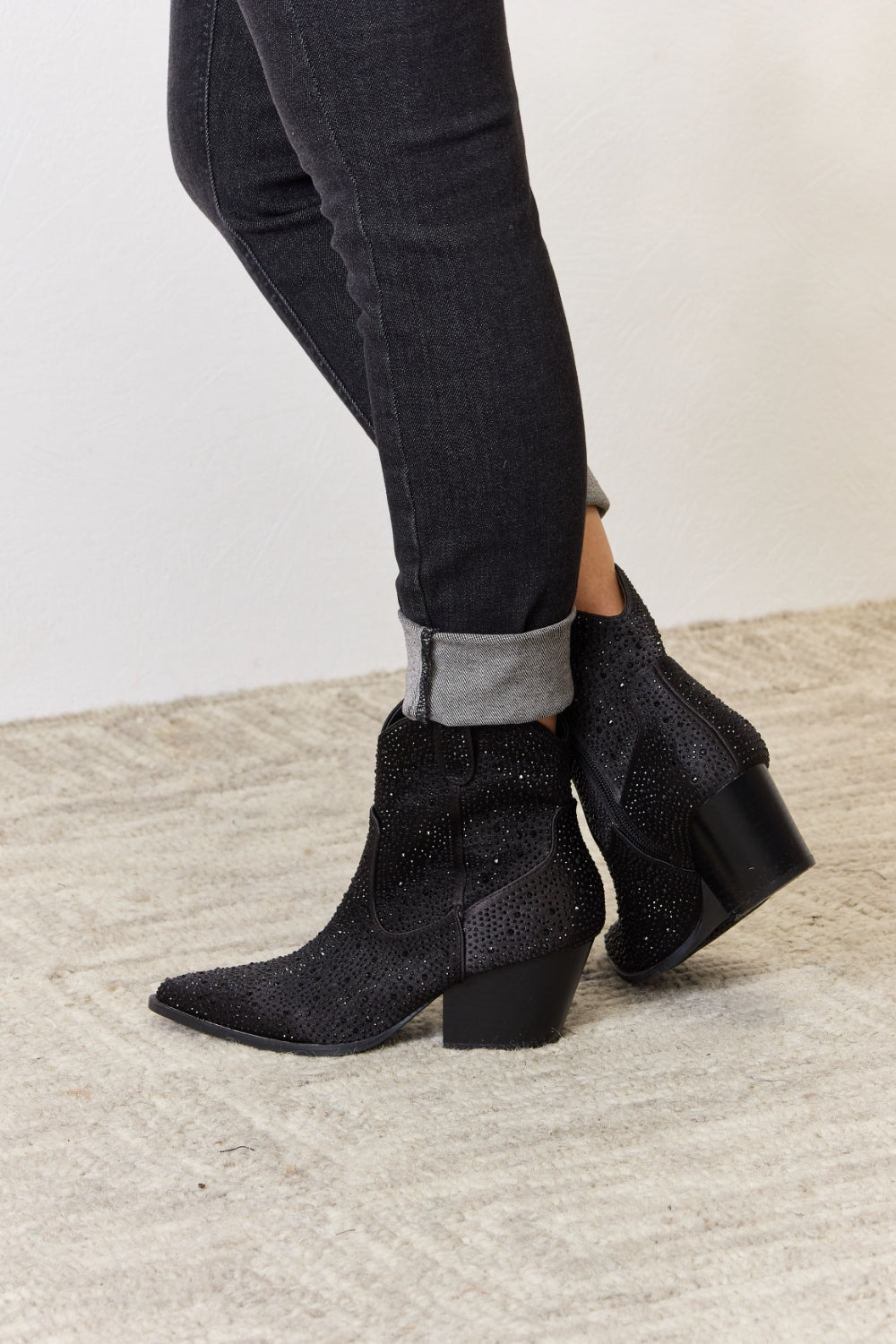 East Lion Corp Rhinestone Ankle Cowboy Boots by Wild and Free Boutique