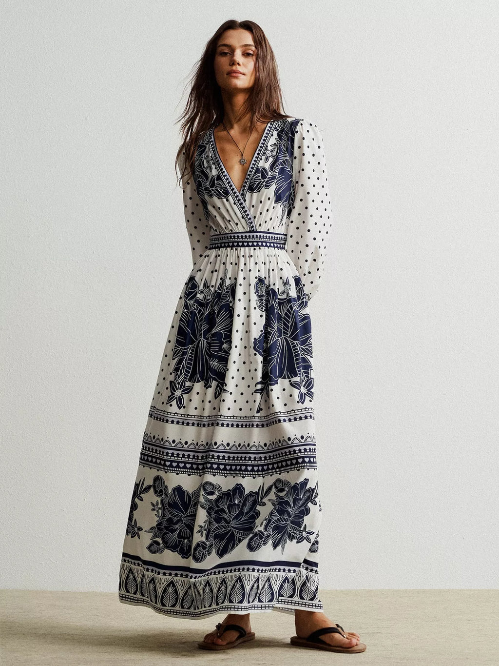 Floral Print Long Sleeve Maxi Dress by Simply Love