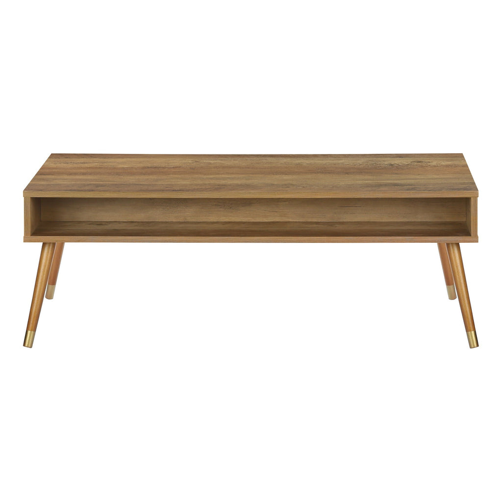 Coffee Table, Accent, Cocktail, Rectangular, Storage, Living Room, Wood Legs, Mid Century - Walnut by Unique Piece Furniture