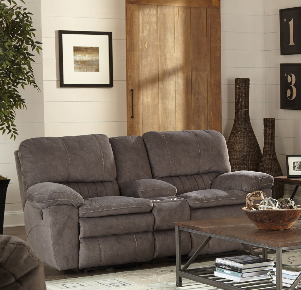 Reyes - Lay Flat Reclining Console Loveseat With Storage & Cupholders by Unique Piece Furniture