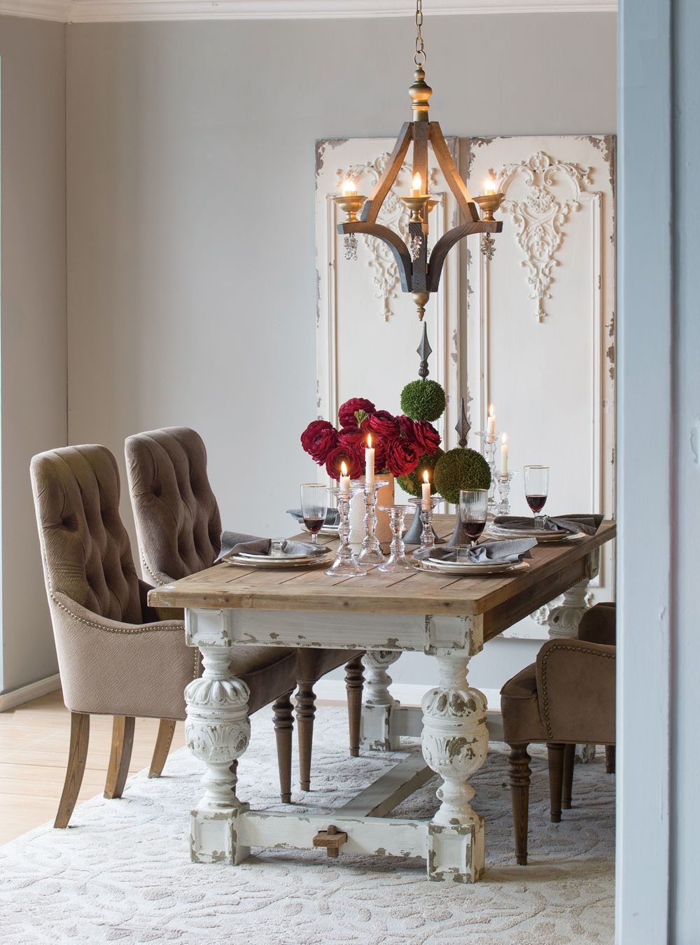 Alcott - Dining Table - Brown / Antique White by Unique Piece Furniture