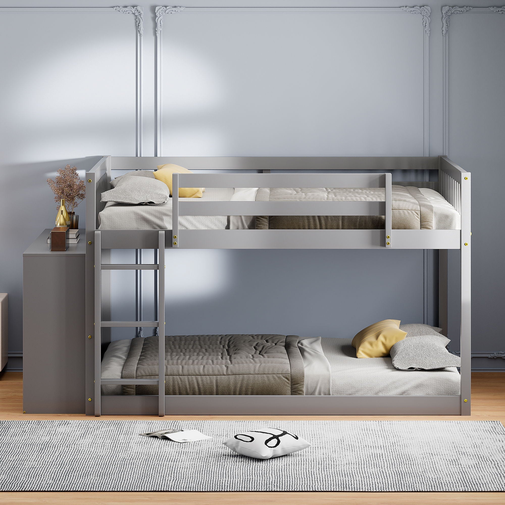 Bunk Bed With 4 Drawers And 3 Shelves by Unique Piece Furniture
