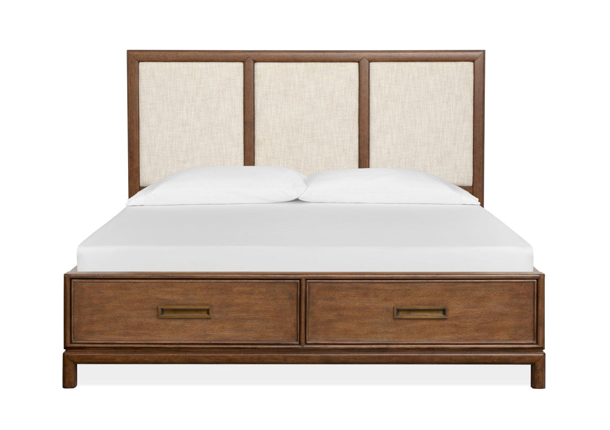 Ridgefield - Complete Panel Storage Bed With Upholstered Headboard by Unique Piece Furniture
