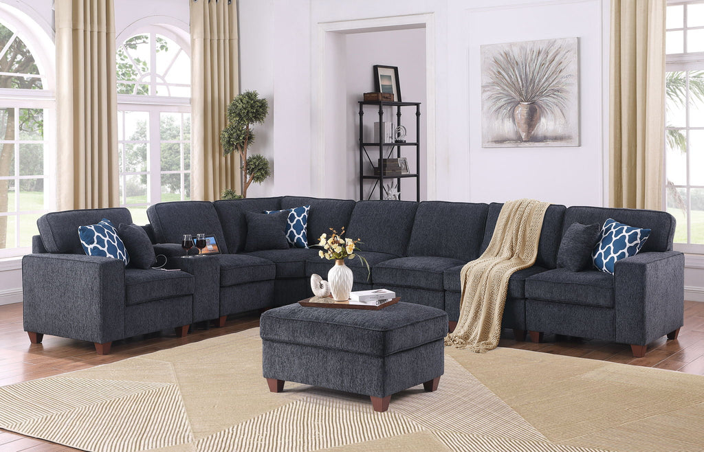 Lily - Sectional Sofa With Ottoman - Black by Unique Piece Furniture