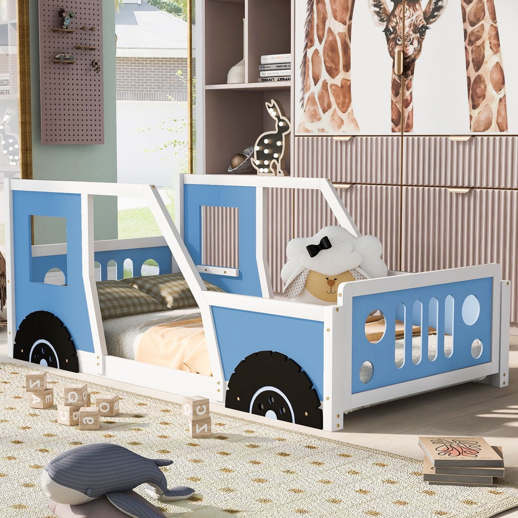Classic Car Shaped Platform Bed With Wheels by Unique Piece Furniture