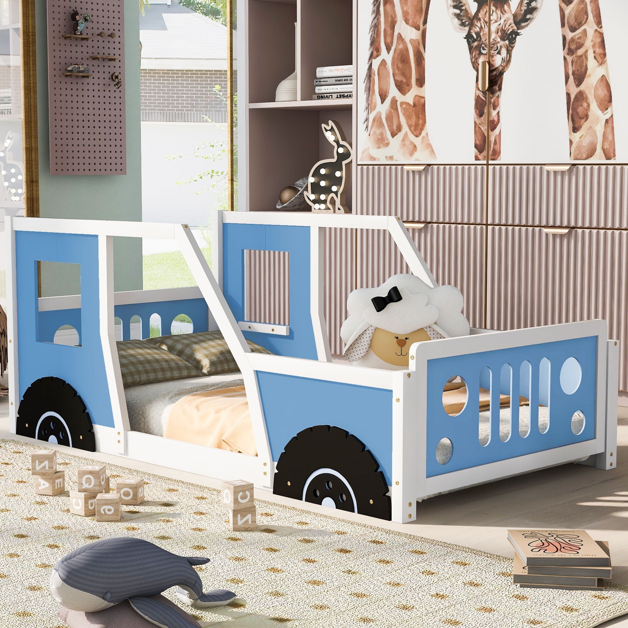 Classic Car Shaped Platform Bed With Wheels by Unique Piece Furniture