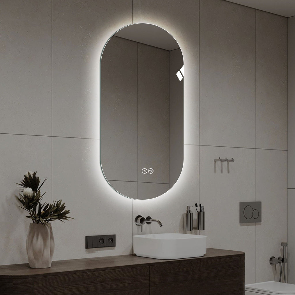 Smart Wall Mounted LED Touch Screen Mirror With Anti-Fog Function And Adjustable Lighting by Unique Piece Furniture