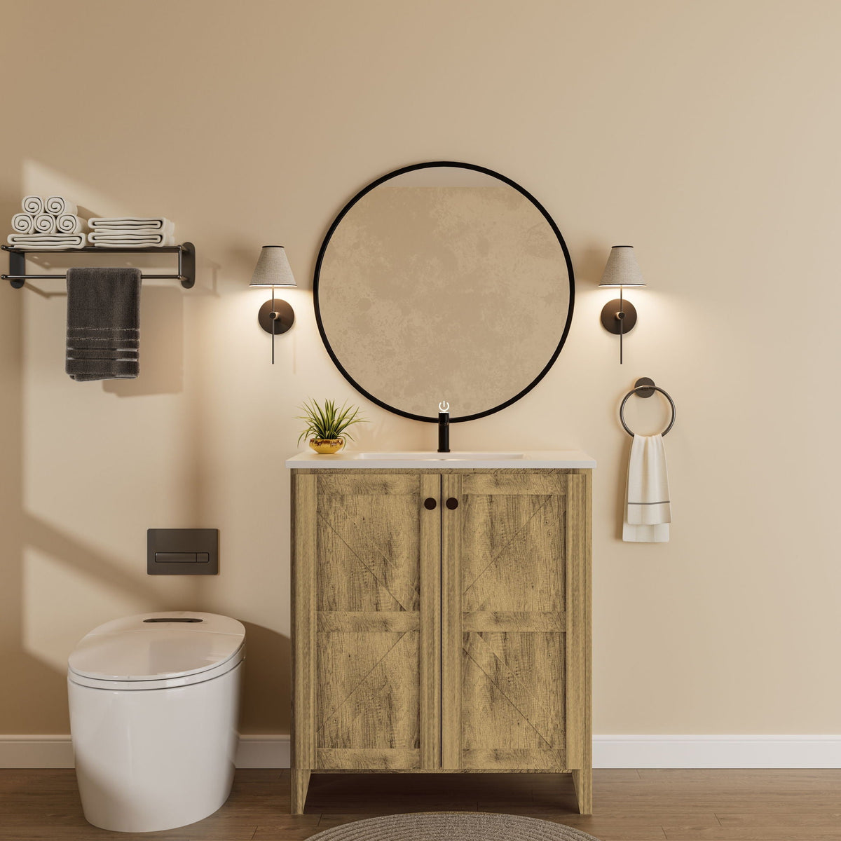 Folding Floor Cabinet With Ceramic Sink, Space Saving by Unique Piece Furniture