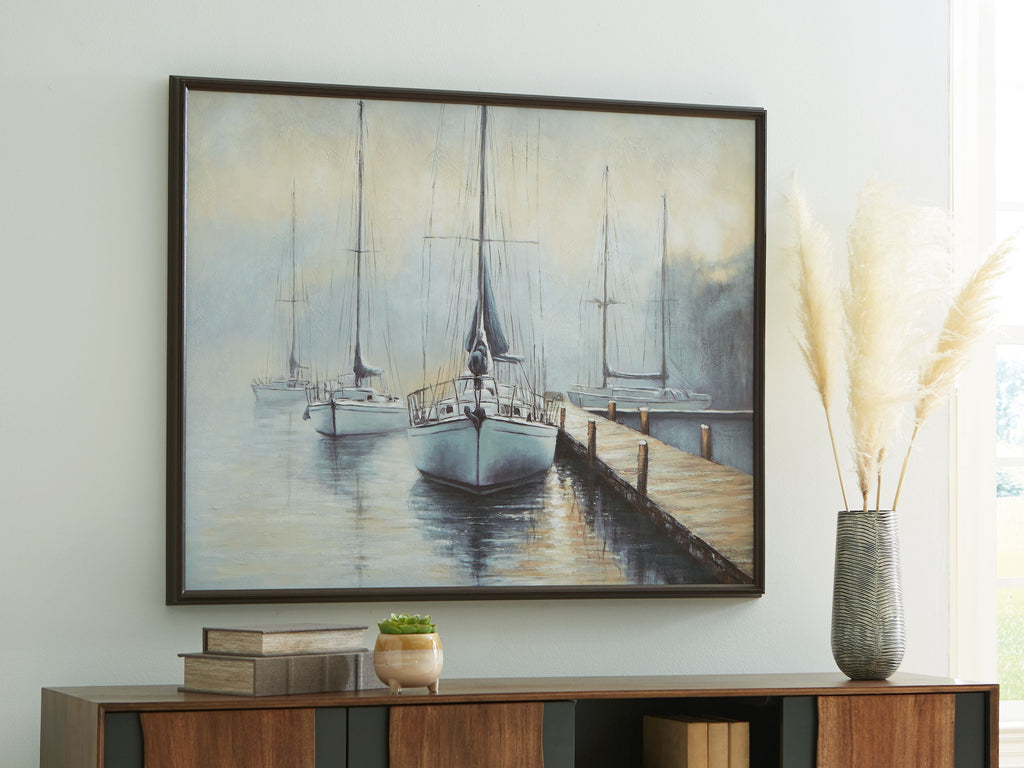 Worthney - Wall Art - Blue / White / Brown by Unique Piece Furniture