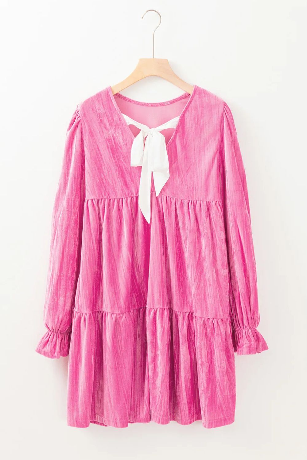Tied Round Neck Flounce Sleeve Mini Dress by Wild and Free Boutique