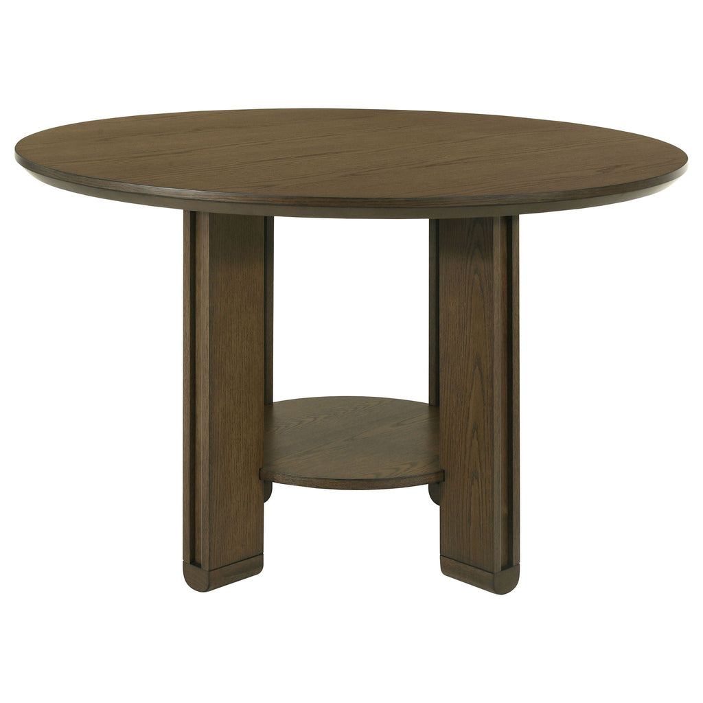 Ottowa 47-inch Round Wood Dining Table with Shelf Brown by Unique Piece Furniture