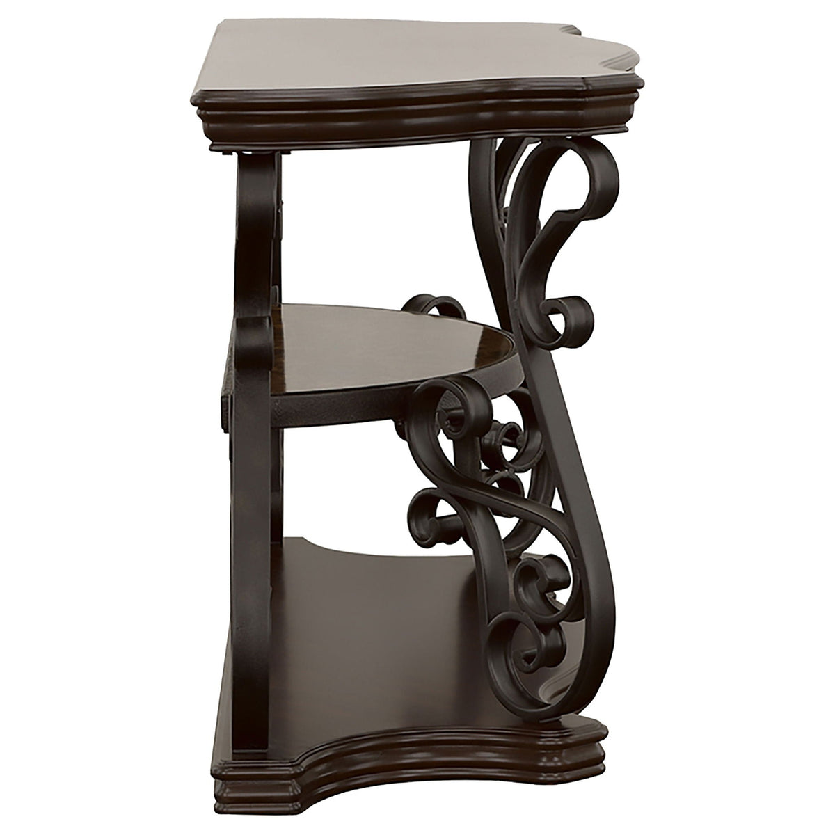 Laney Scrollwork Entryway Sofa Console Table Deep Merlot by Unique Piece Furniture