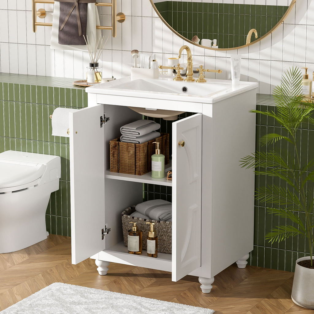 Bathroom Vanity With Ornate Elliptical Motif, Soft Close Hinges by Unique Piece Furniture