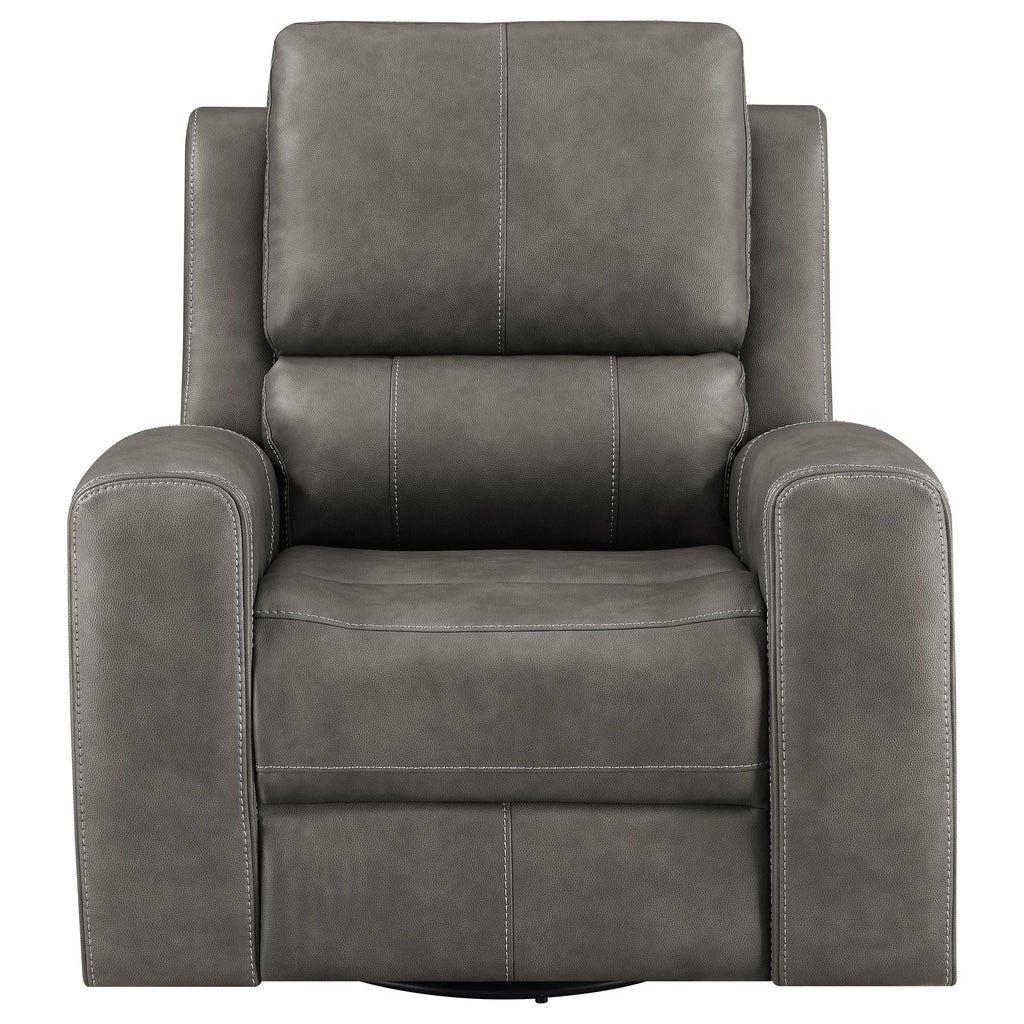 Brickston Triple Power Swivel Glider Recliner Charcoal by Unique Piece Furniture
