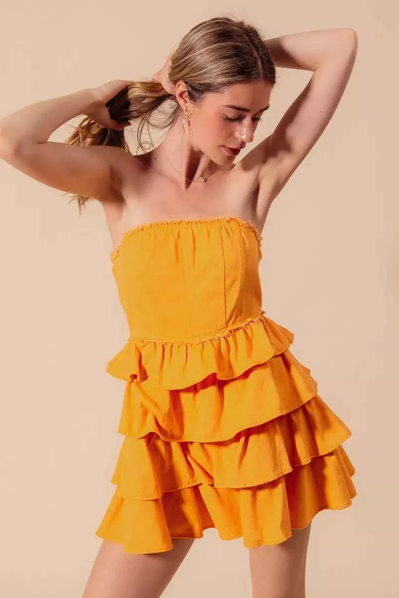 SO ME Strapless Ruffle Layered Game Day Cheer Up Dress by Wild and Free Boutique