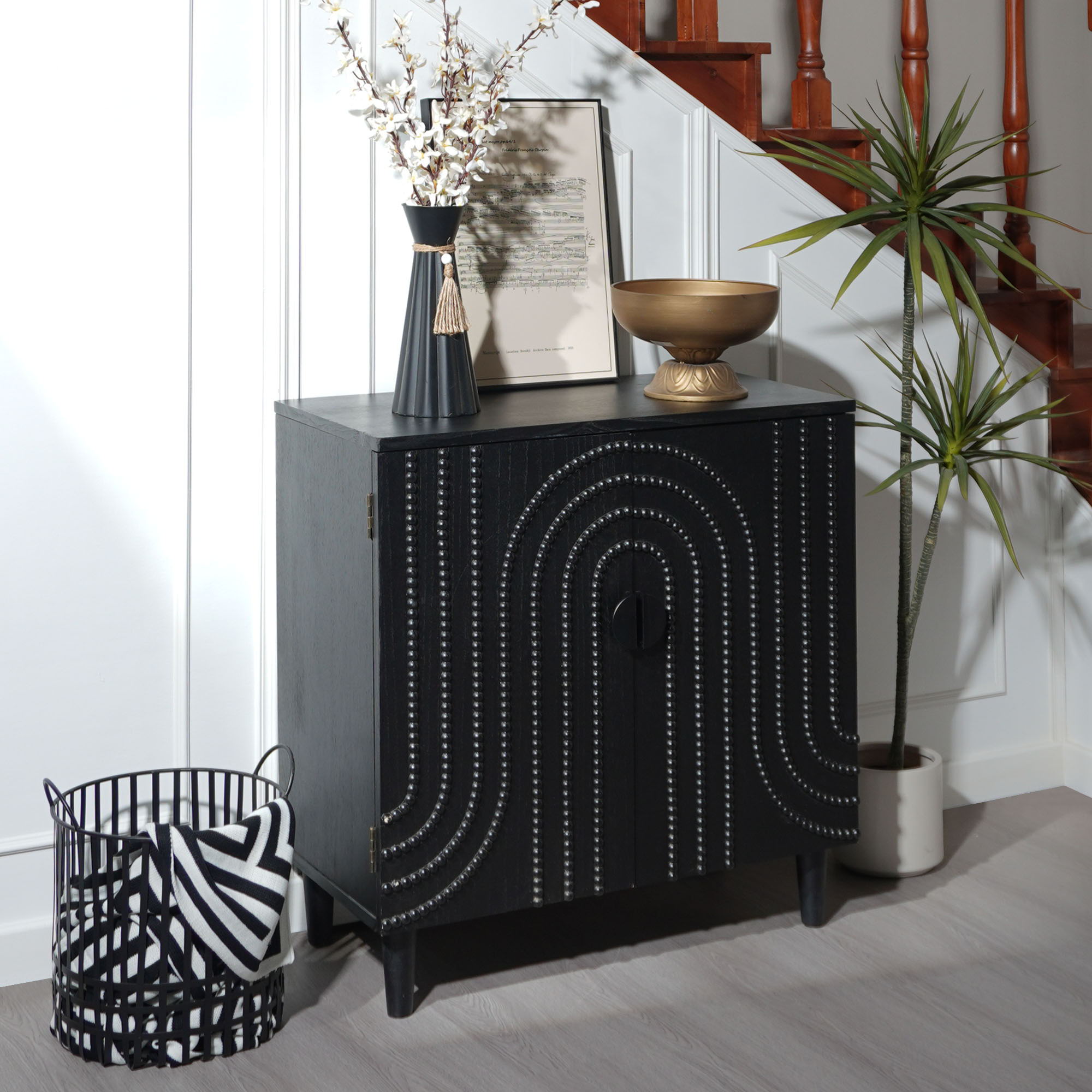 2 Door Storage Cabinet With Adjustable Shelf - Black by Unique Piece Furniture