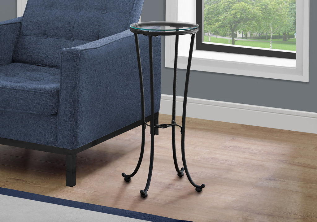 Accent Side Table, Plant Stand, Round, Contemporary & Modern - Black by Unique Piece Furniture