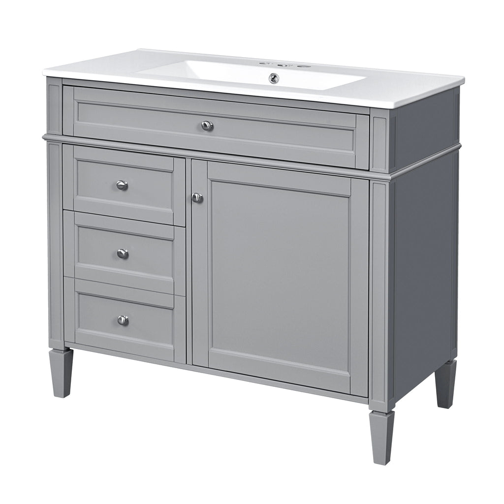 Bathroom Vanity With Top Sink, 2 Drawers And Tip Out Drawer by Unique Piece Furniture
