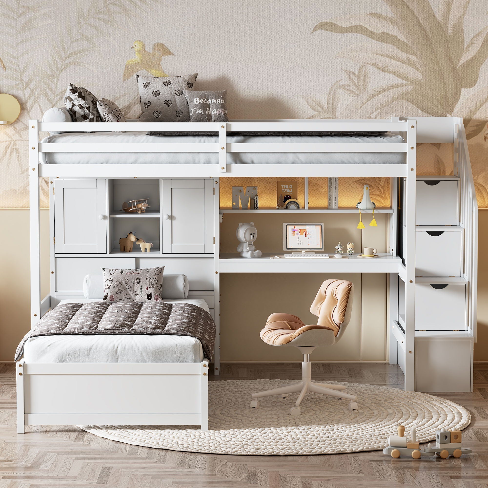Loft Bed With Built In Desk And Staircase by Unique Piece Furniture