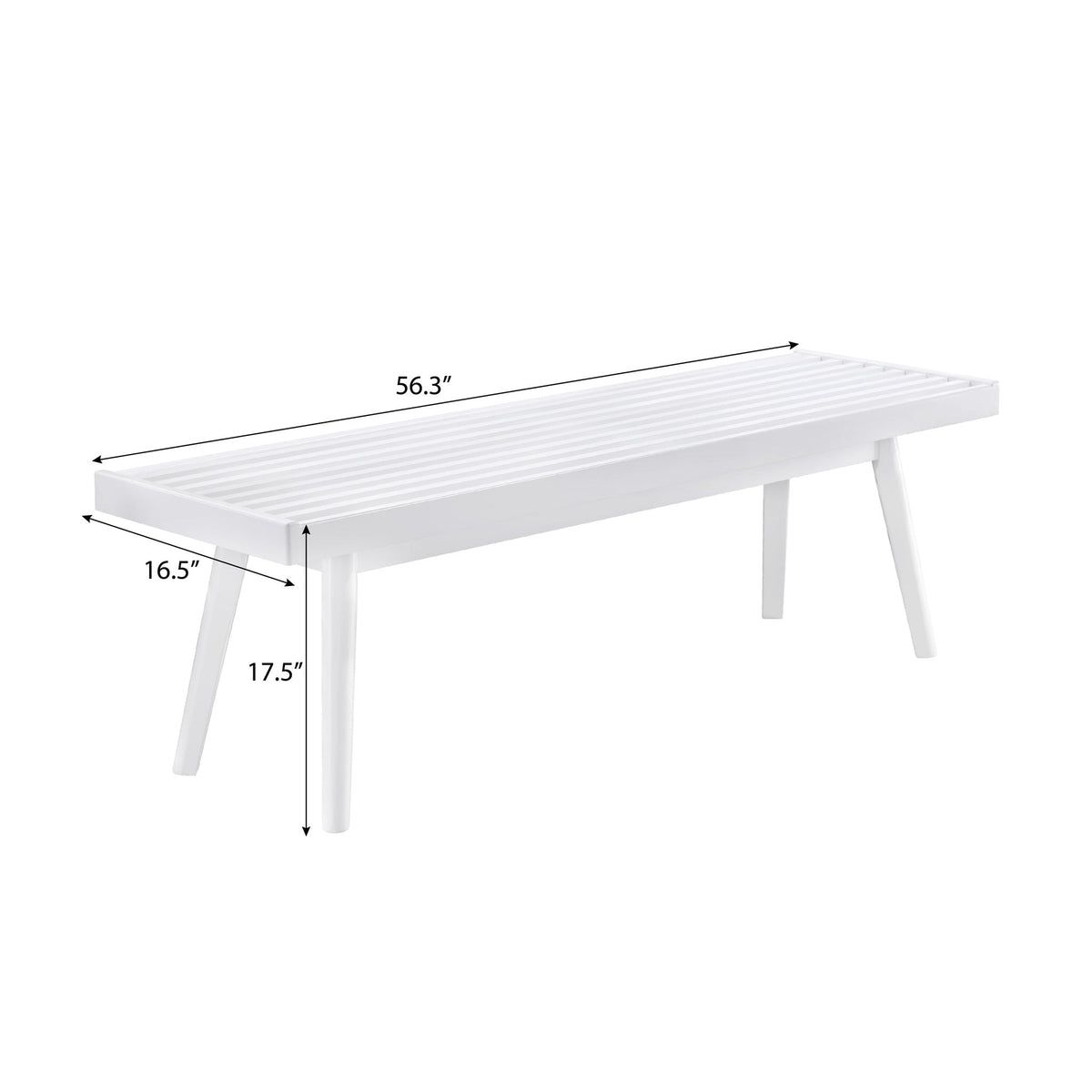 Larwich - Solid Wood Slatted Bench - White by Unique Piece Furniture
