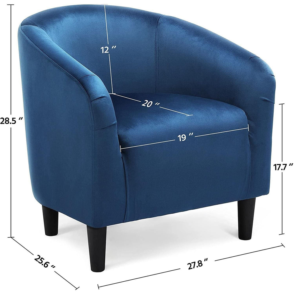 Pagoda Blue Velvet Club Chair With Curved Armrests by ShipItFurniture