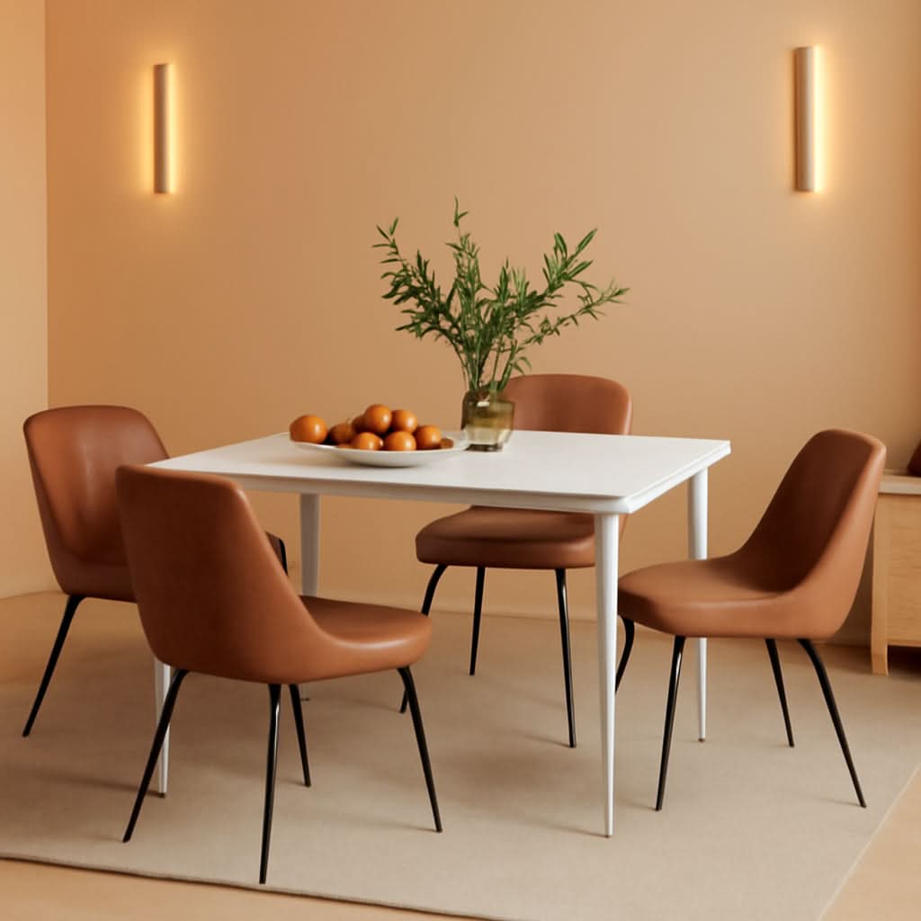 Two Brown Faux Leather Mid Century Modern Dining Chairs by ShipItFurniture