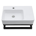 Wall Mounted Rectangular Bathroom Sink With Towel Bar And Faucet Hole - White by Unique Piece Furniture