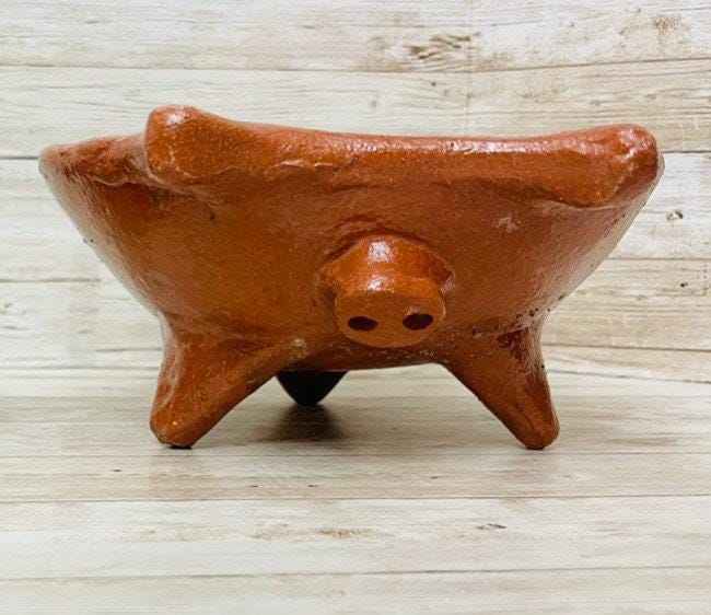 Authentic Mexican Pig Molcajete Molcajete Mexicano de Barro en Forna de Marranito