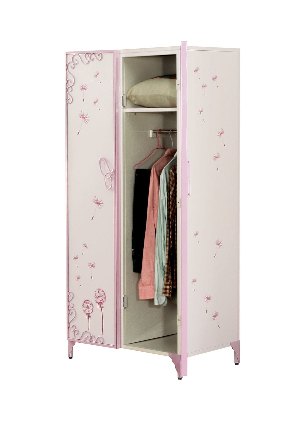 Priya II - Synthetic Leather Purple Wardrobe - Purple / White by Unique Piece Furniture