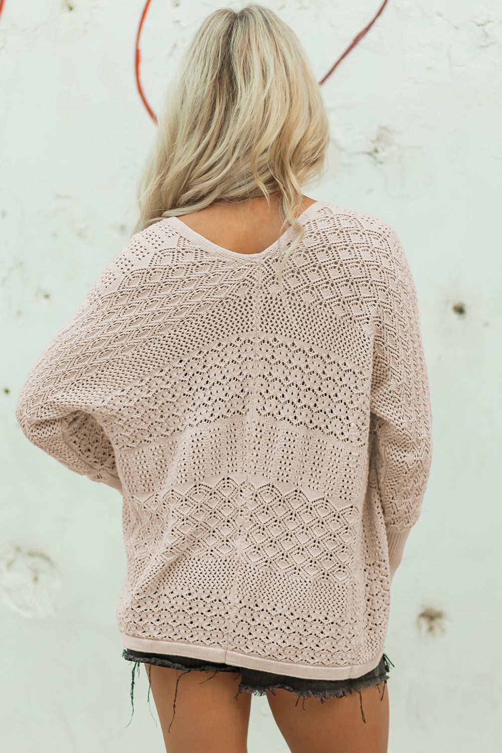 Redwood Burl Mix Pattern Hollowed Knit Open Front Cardigan by Dear-Lover Dropshipping