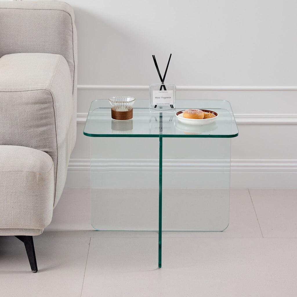 Modern Transparent Tempered Glass Sidetable by Unique Piece Furniture
