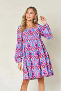 Double Take Full Size Printed Long Sleeve Dress by Wild and Free Boutique