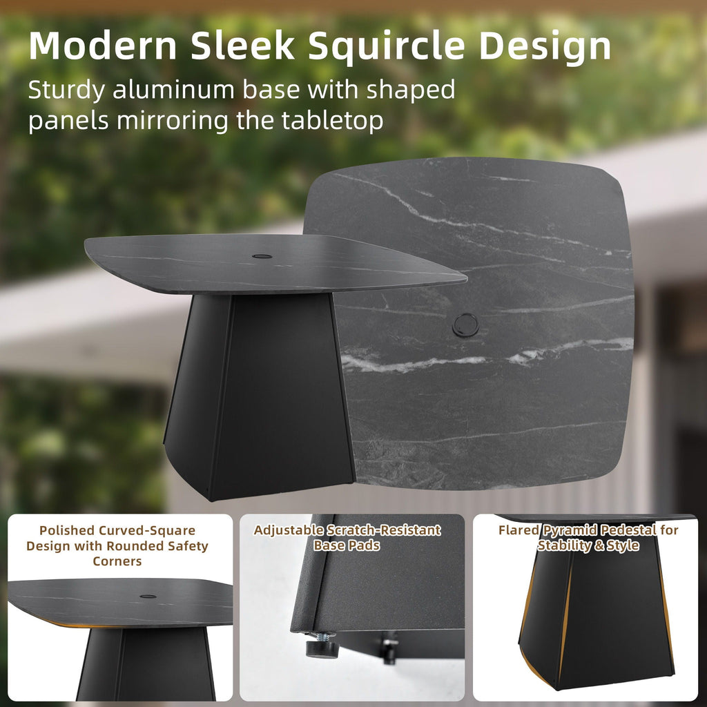 Outdoor Patio Dining Set, Squircle Dining Table, Dining Chairs With Sunbrella Cushions by Unique Piece Furniture