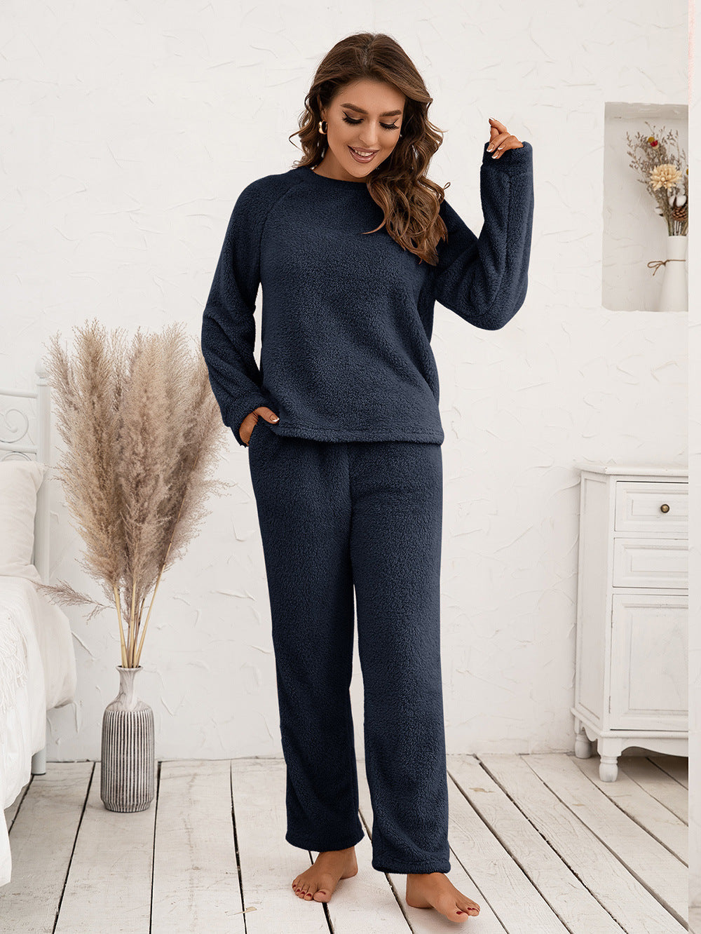 Ivy Lane Teddy Long Sleeve Top and Pants Lounge Set by Wild and Free Boutique