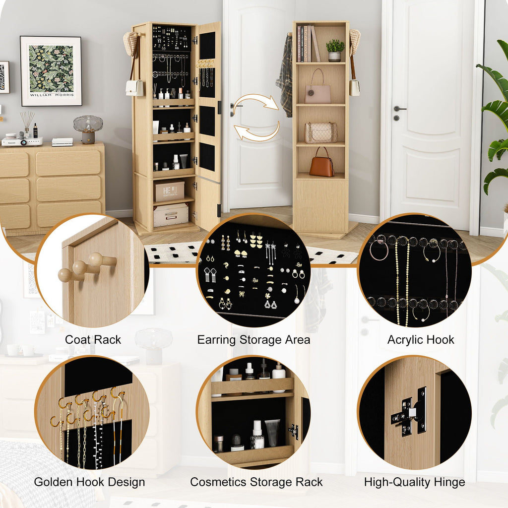 360° Rotating Makeup Cabinet With Full Length Mirror by Unique Piece Furniture