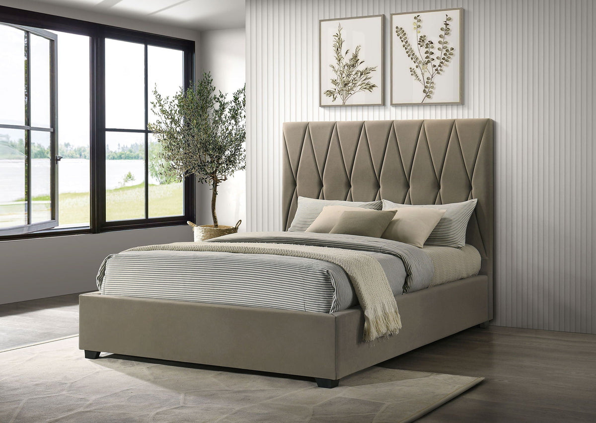 Delsea Upholstered Queen Panel Platform Bed Light Brown by Unique Piece Furniture