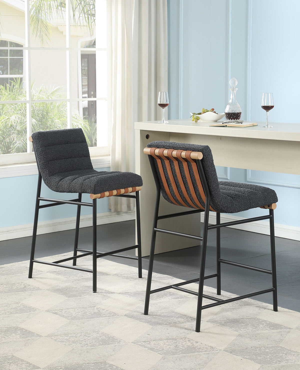 Lahni - 17" Boucle Fabric Counter Height Chair by Unique Piece Furniture
